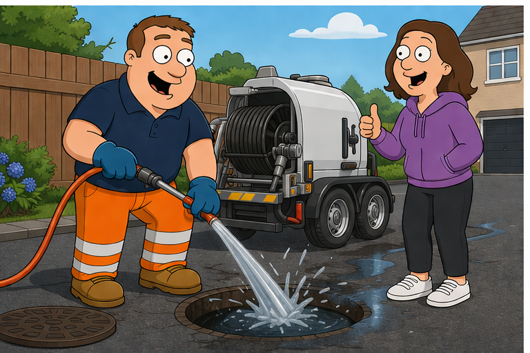Illustration of commercial drain jetting support